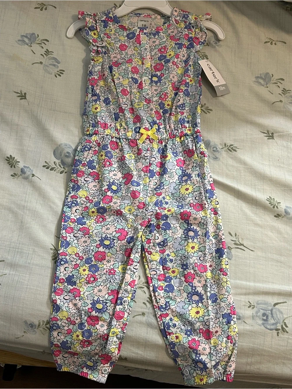 NWT Carter's Floral Sleeveless Jumpsuit in Pink, Blue & Yellow- 18M